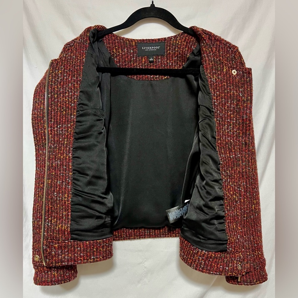 Liverpool Los Angeles Collarless Zip Up Tweed Jacket Office Casual Colorful Chic - Picture 16 of 16